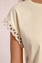 Load image into Gallery viewer, 1783 - T-Shirt with Open-Work Sleeves - Cream - Molly Bracken