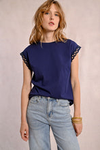 Load image into Gallery viewer, 1783 - T-Shirt with Open-Work Sleeves - Navy - Molly Bracken