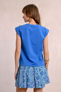 2018 - T-Shirt with Shoulder Detail - Blue  - Molly Bracken