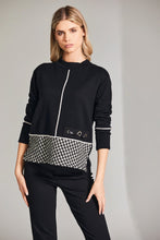 Load image into Gallery viewer, W24166- Herringbone Trim Knit- Ecru/Black- Peruzzi