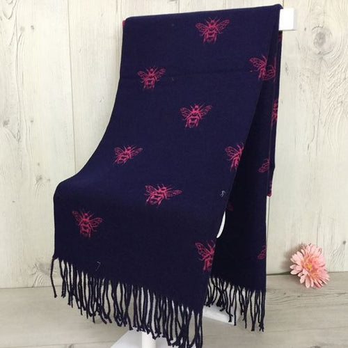 2105-001- Bee Scarf- Navy & Pink