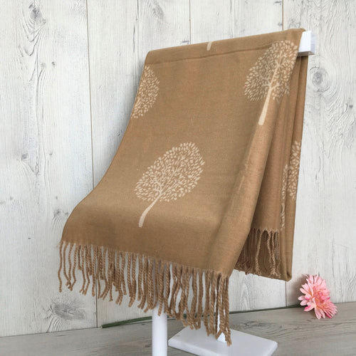 1908-004-Tassles Scarf-Camel