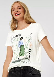 Seven Boutique 318511- white- with One Street – Off print- T-shirt Fifty