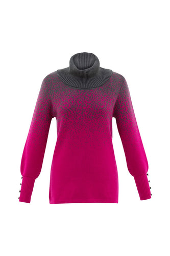 6725- Marble High roll neck Jumper- Pink/Grey