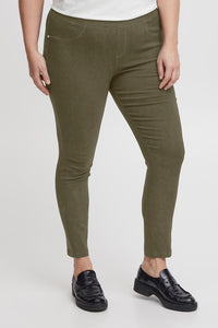 2076- Fransa Plus Elastic Waist Trousers- Dusky Olive- Fransa