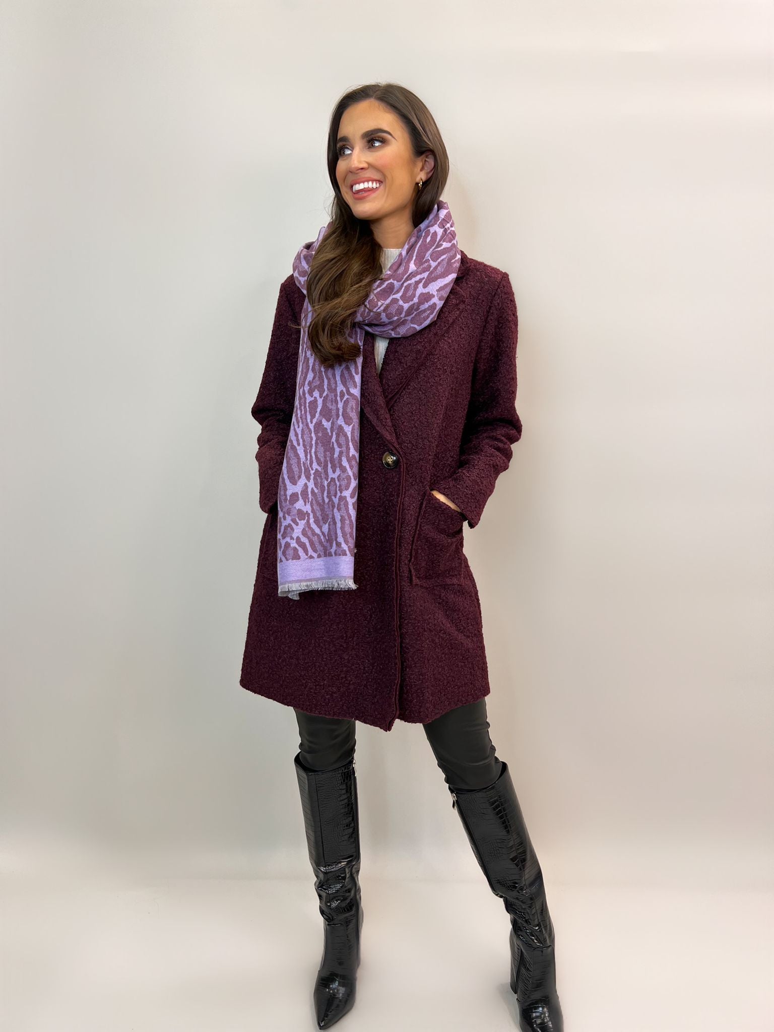 Maroon teddy coat best sale