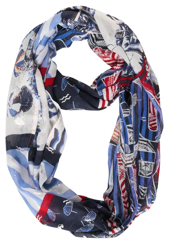 571829- Patchwork Foil Loop Scarf - Cecil