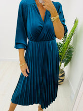 Load image into Gallery viewer, Teal Blue Velvet Dress - Kyla