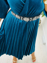 Load image into Gallery viewer, Teal Blue Velvet Dress - Kyla