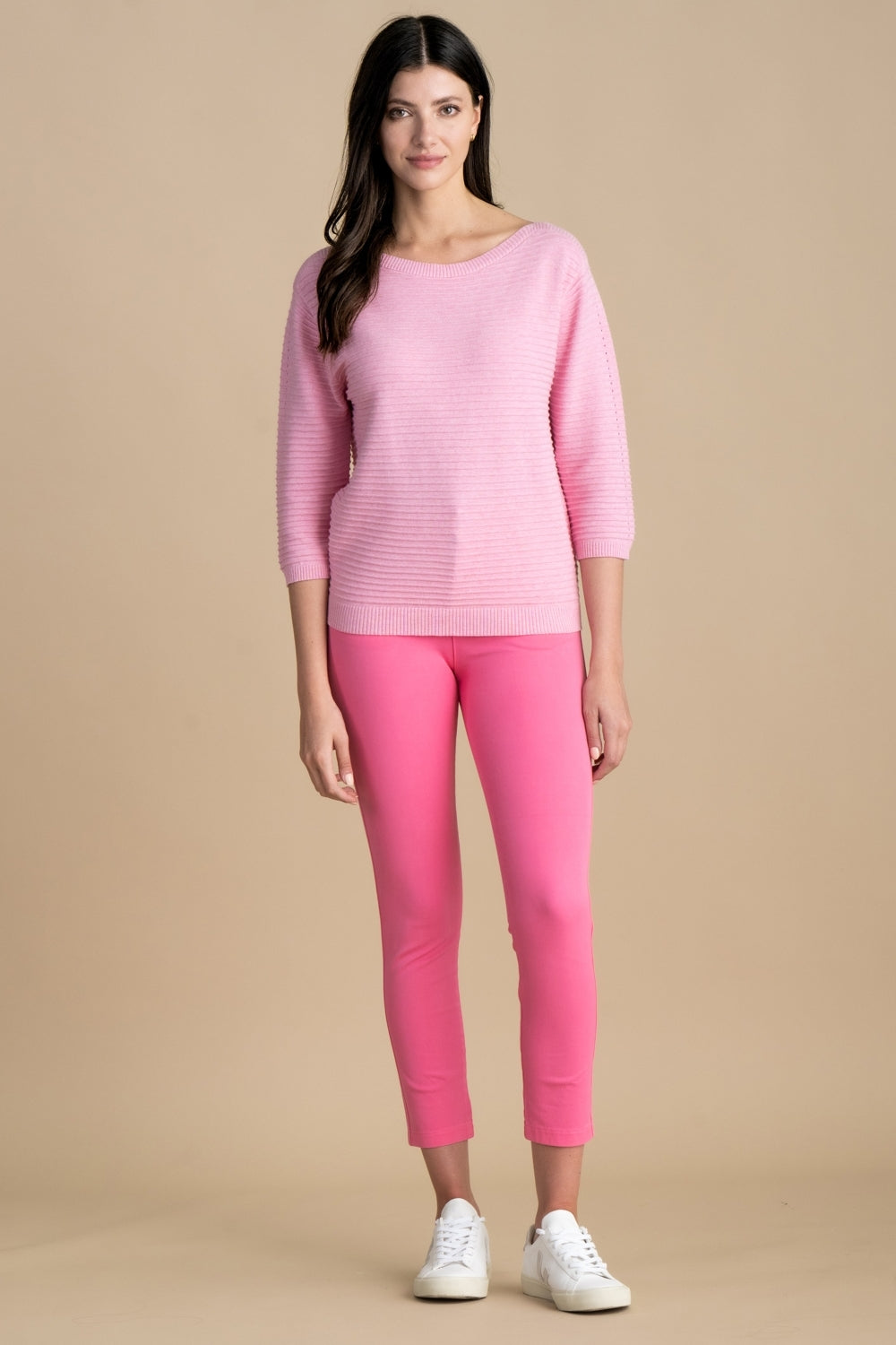 7009 Marble Ribbed Knit Jumper Pink Fifty Seven Boutique